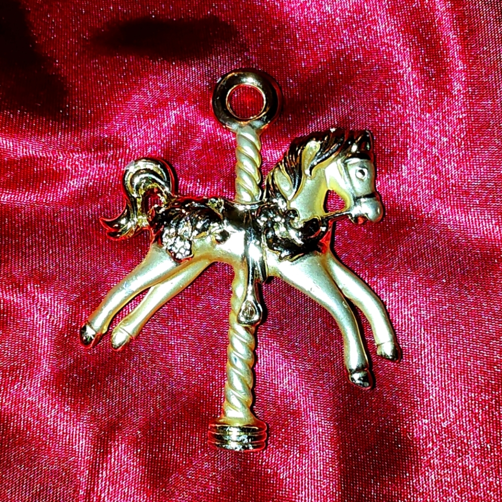 Gold Tone Carousel Horse Brooch